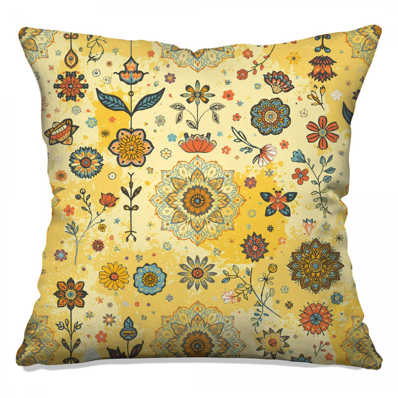 Mandala Floral Pattern Double Sided Throw Pillows, 26 x 26 inches