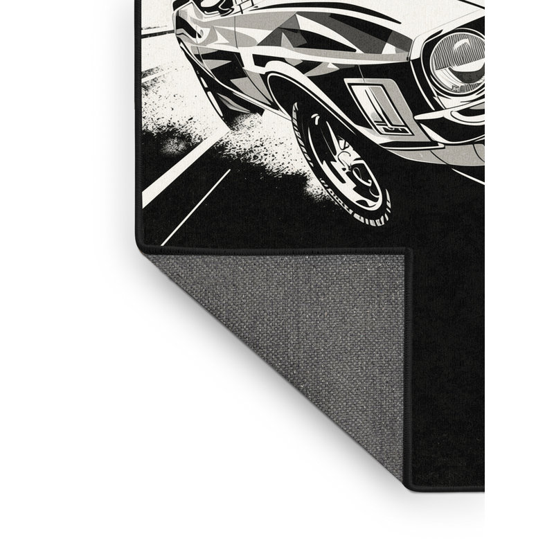 Tapis moelleux rétro moelleux à motif géométrique de voiture américaine Musk Car, 4 x 6