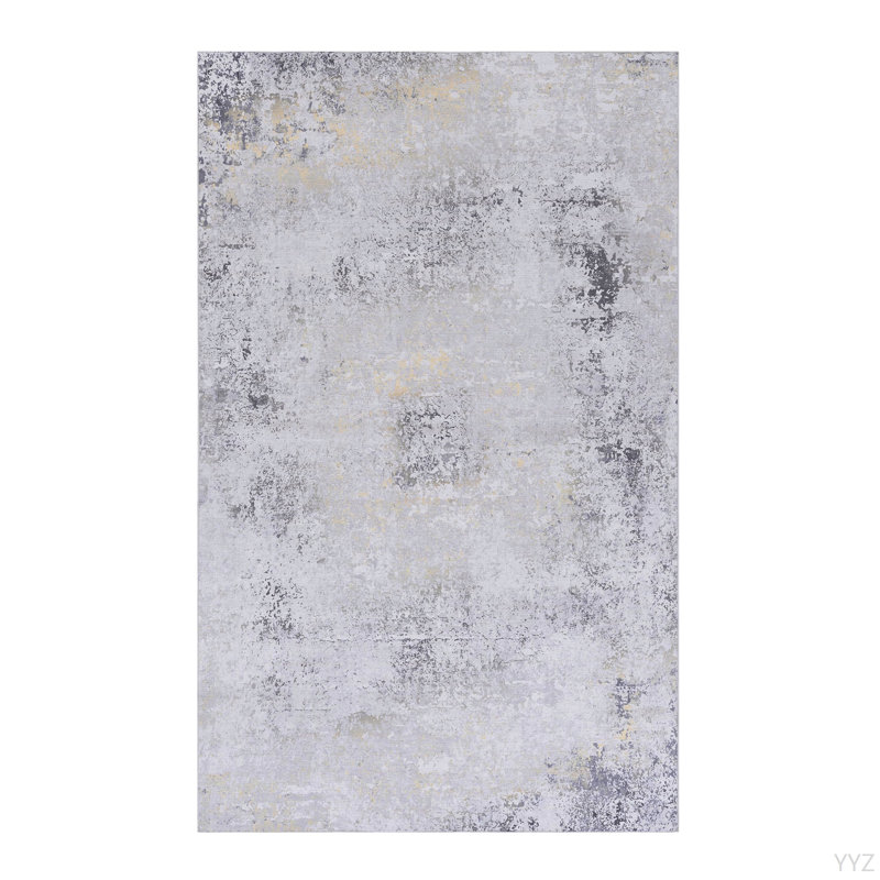 LOOM & LUXE 8X10 Area Rugs For Living Room, Washable Rug, Low-Pile, Non-Slip, Non-Shedding, Foldable, Kid & Pet Friendly - Area Rugs For Living Room, Bedroom, Kitchen (Gray/Gold, 8' X 10')