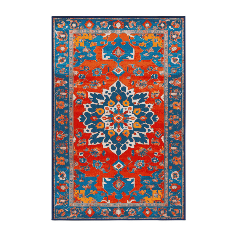 Machine Washable Tabriz Gray Area Rug, Rectangle 6' x 9'