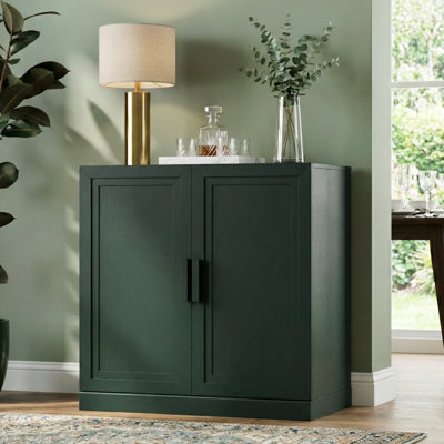 Wine Bar Cabinet with Adjustable Shelves Sideboard Accent Storage Cabinet with Wood Doors Modern Kitchen Pantry Cabinet
