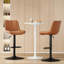 Tabourets de bar réglables et pivotants bruns de 2, hauteur de chaises en cuir PU avec support pour îlot de cuisine, design rustique moderne et stable