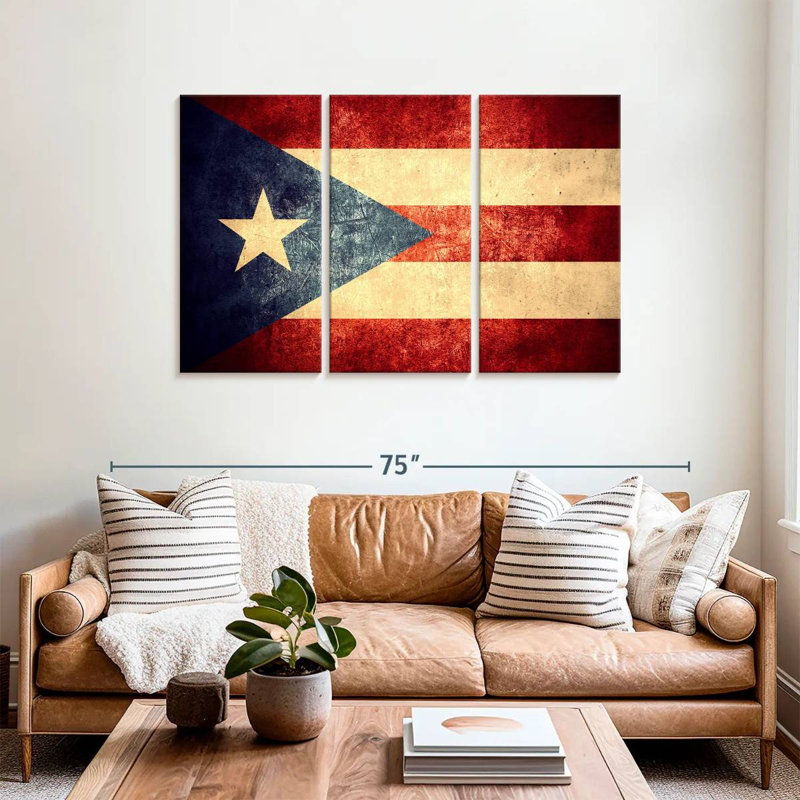 Vieux drapeau portoricain Borges, H 36 po x l 57 po