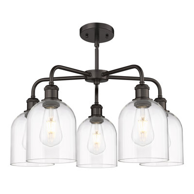 Lustre en forme de cloche à intensité variable en acier à 5 lumières Odaniel