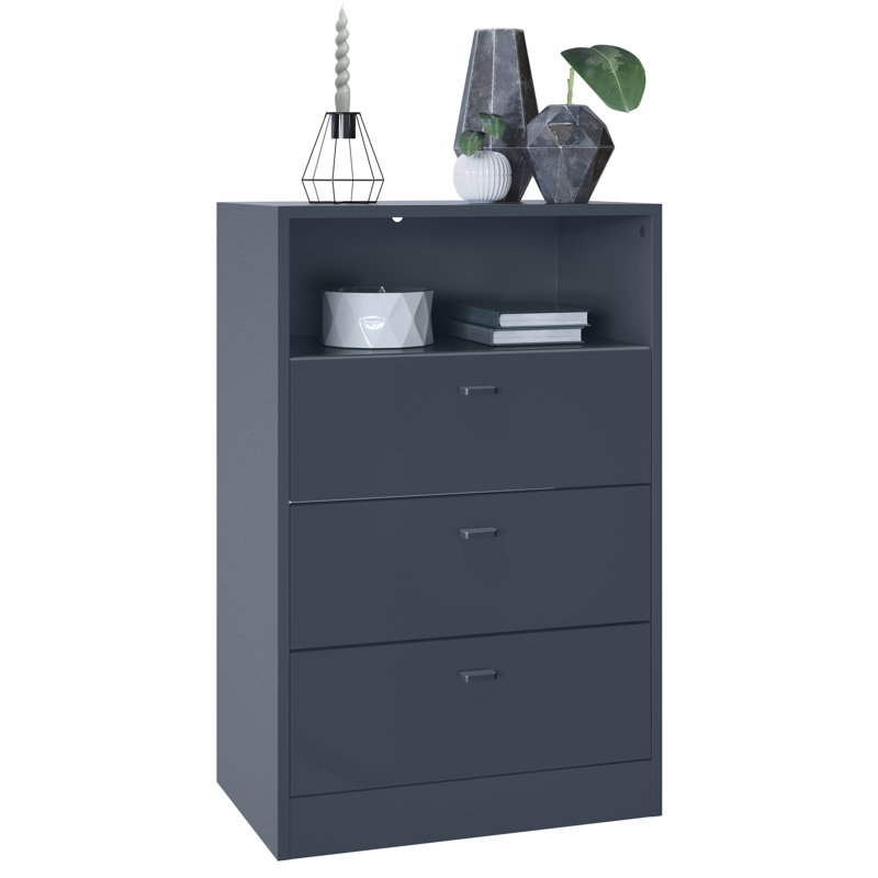 Gavrielle 56 cm W Chest of 3 Drawers, Matt Anthracite/Matt Anthracite