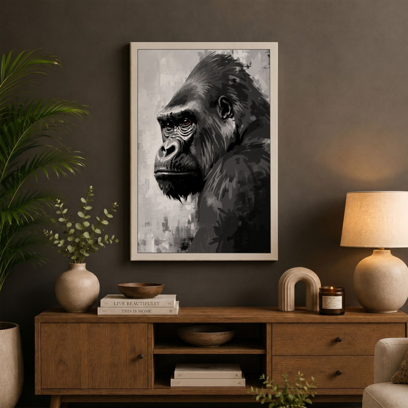 Primate Portrait Modern - Wrapped Canvas, 24x16 - 61.0 x 40.6 cm, Ochre Border