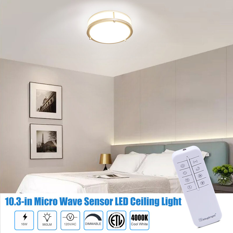 Double Ring Flushmount With Micro Wave Sensor 4000K Cool White, 3.5'' H X 10'' W X 12'' D