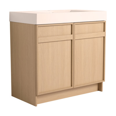 Meuble-lavabo sur pied 36 po avec lavabo en résine et 2 portes d'armoire à fermeture en douceur