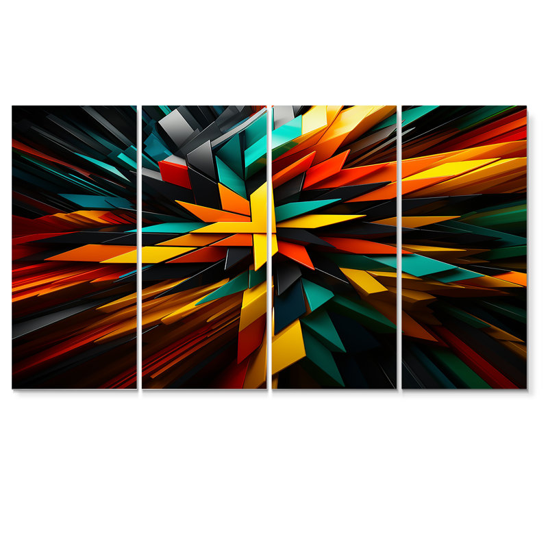 4 pièces d'art mural géométrique Explosion, H 28 po x l 48 po