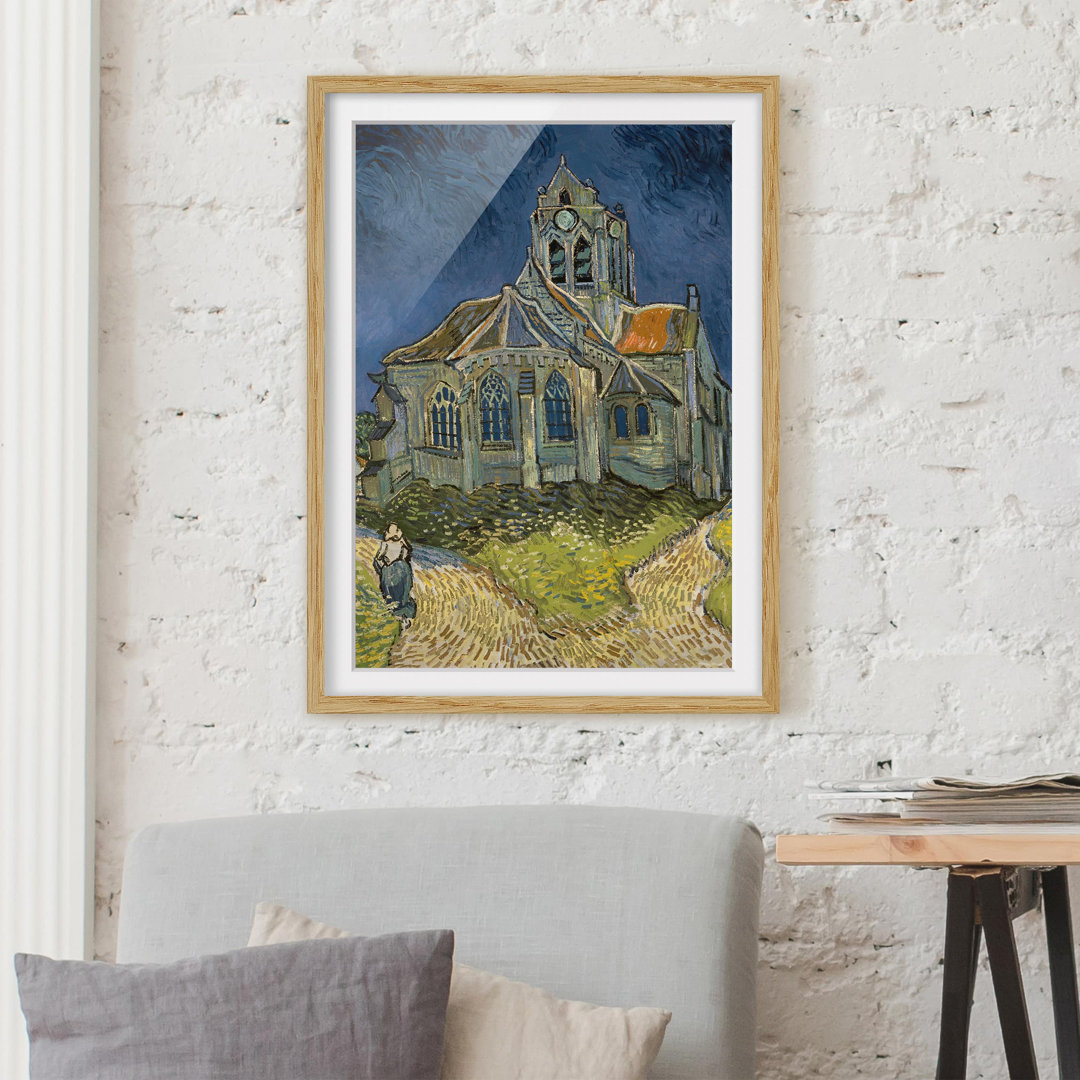 Gerahmtes Papierbild Kirche Auvers-sur-Oise von Vincent van Gogh