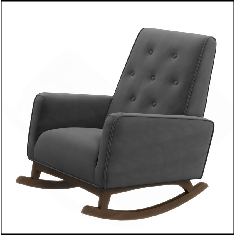Chaise berçante en bois massif gris foncé