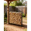 Support à bois de chauffage robuste avec couvercle imperméable, support à bûches d'extérieur de 4 pi, support de rangement en bois métallique d'une capacité de 1/4 de cordon avec cadre en acier thermolaqué et enceinte complète