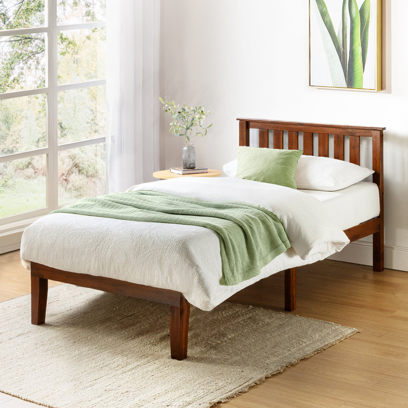Lit plateforme en bois massif Travie, Double, Espresso