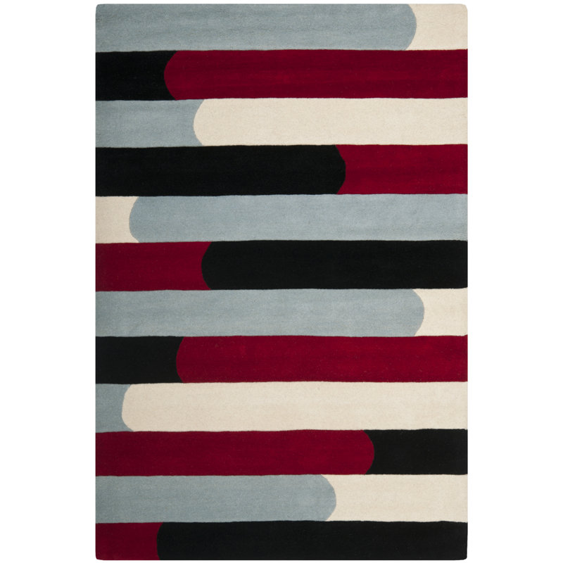Candelo Hand Tufted Wool And Viscose Striped Rug, Rectangle 5' x 8'