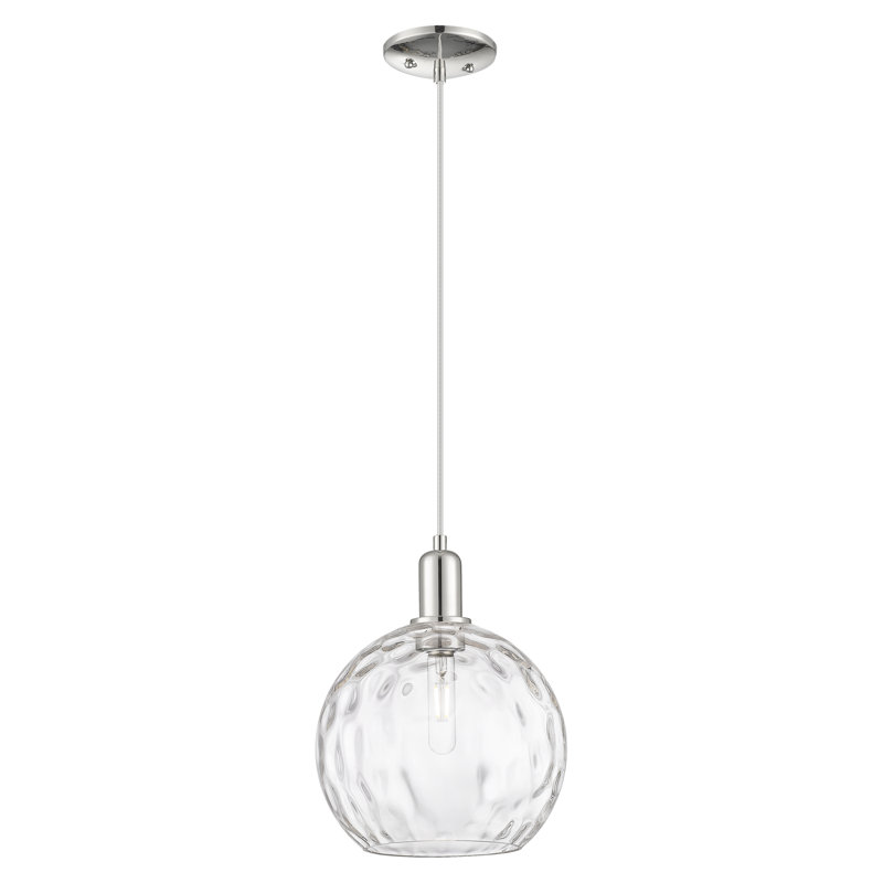 Mini-luminaire suspendu 1 lumière Arcadia, Nickel poli, H 8,75 po x l 10 po x P 10 po