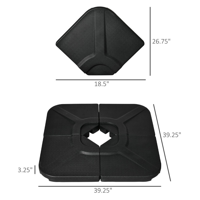 175Lb Cantilever Patio Umbrella Base Weights - 4. Black. Reinforce Umbrella's Stability In Any Scenario With Water/Sand. Portable And Stackable 4 Black . Strengthen Simply