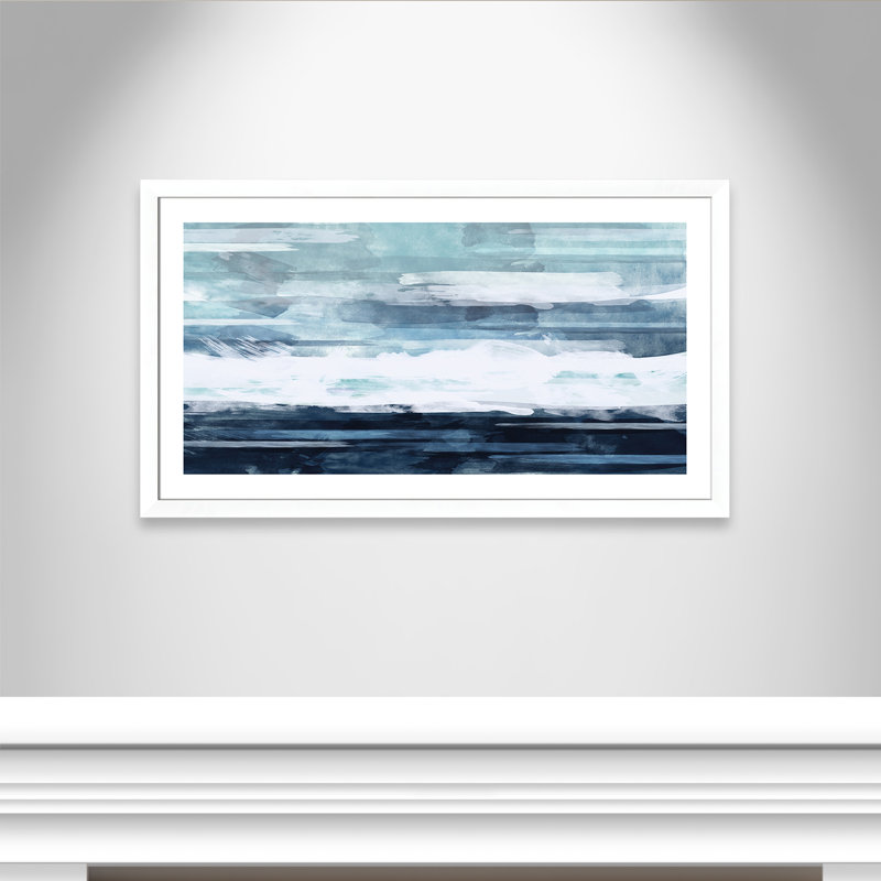 Blue Horizon - peinture encadrée, Cadre blanc mat, H 27 po x l 47 po x P 1,25 po