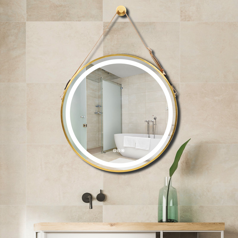 Adwaith Metal Flat Wall Mirror, 80cm H x 80cm W, Gold