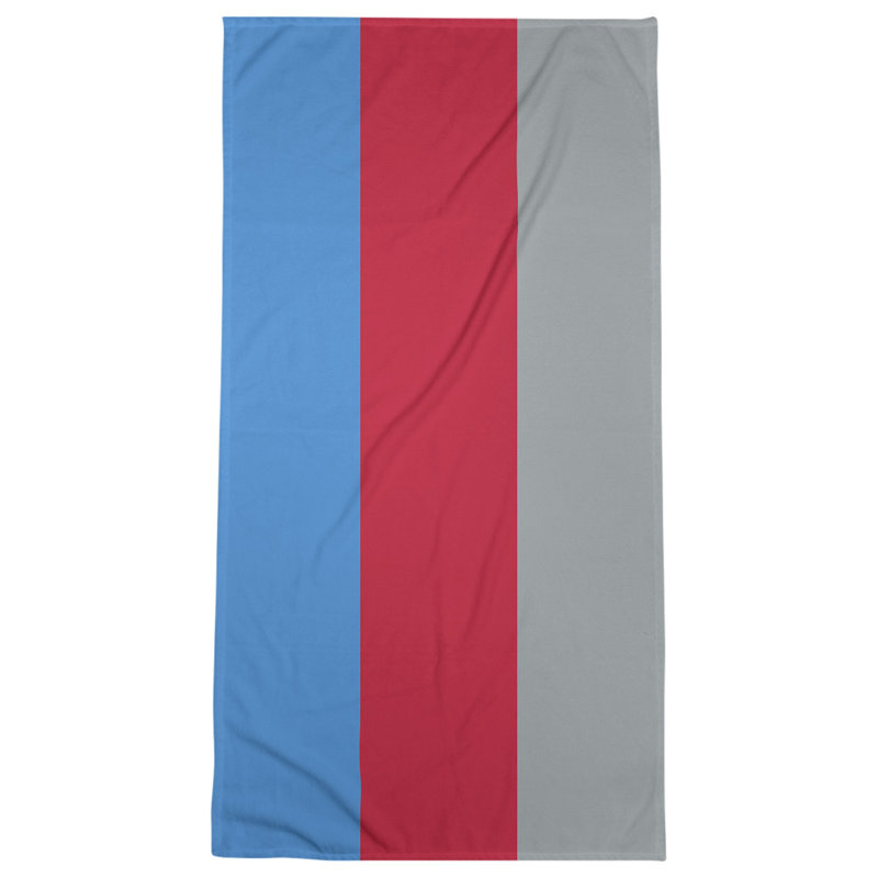 Cotton Blend Beach Towel, Navy Blue/Gray/Red