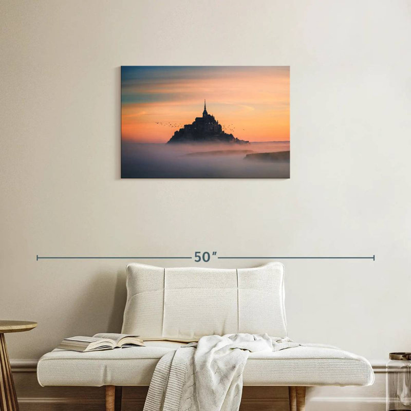 Lilie, château mystique au lever du soleil, H 20 po x l 30 po