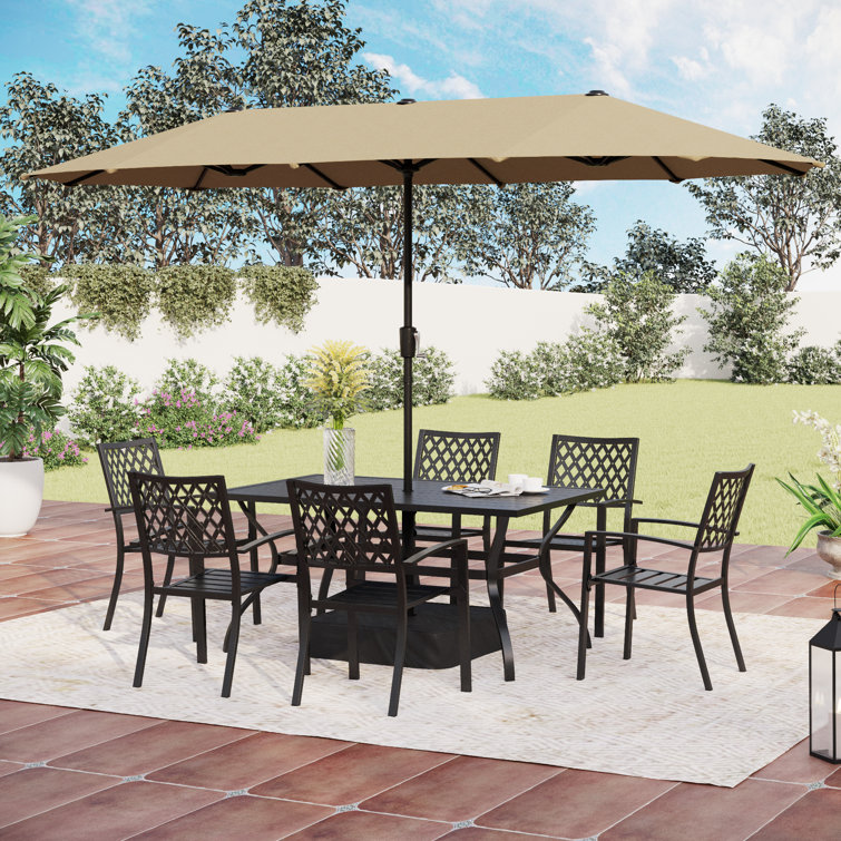 Alyah Rectangular 6 - Person 60" Long Dining Set with Umbrella