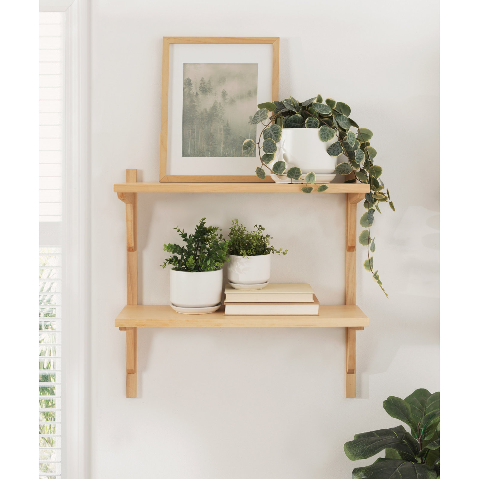 Baez Poplar Solid Wood Wall Shelf, Natural