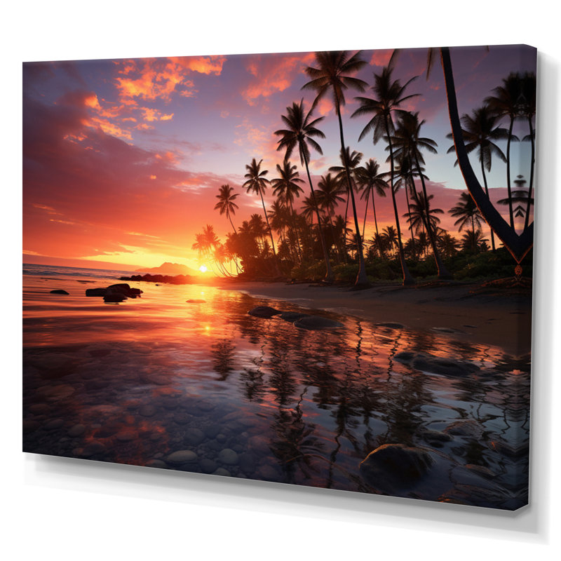 Hawaii Hawaiian Sunrise - Art mural d'Hawaï, H 12 po x l 20 po x P 1 po, Toile tendue