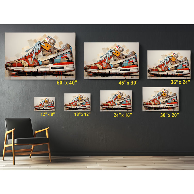 Deconstructed Retro Runner Wrapped Canvas Art, 24" H x 36" W