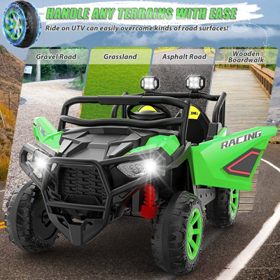 Voiture à 2 places Delia 24V Delide, jouets électriques pour enfants avec télécommande, 400W Ride on Cars, Ride on UTV w / Bluetooth, MP3, contrôle du volume, ceintures de sécurité, suspension à ressorts