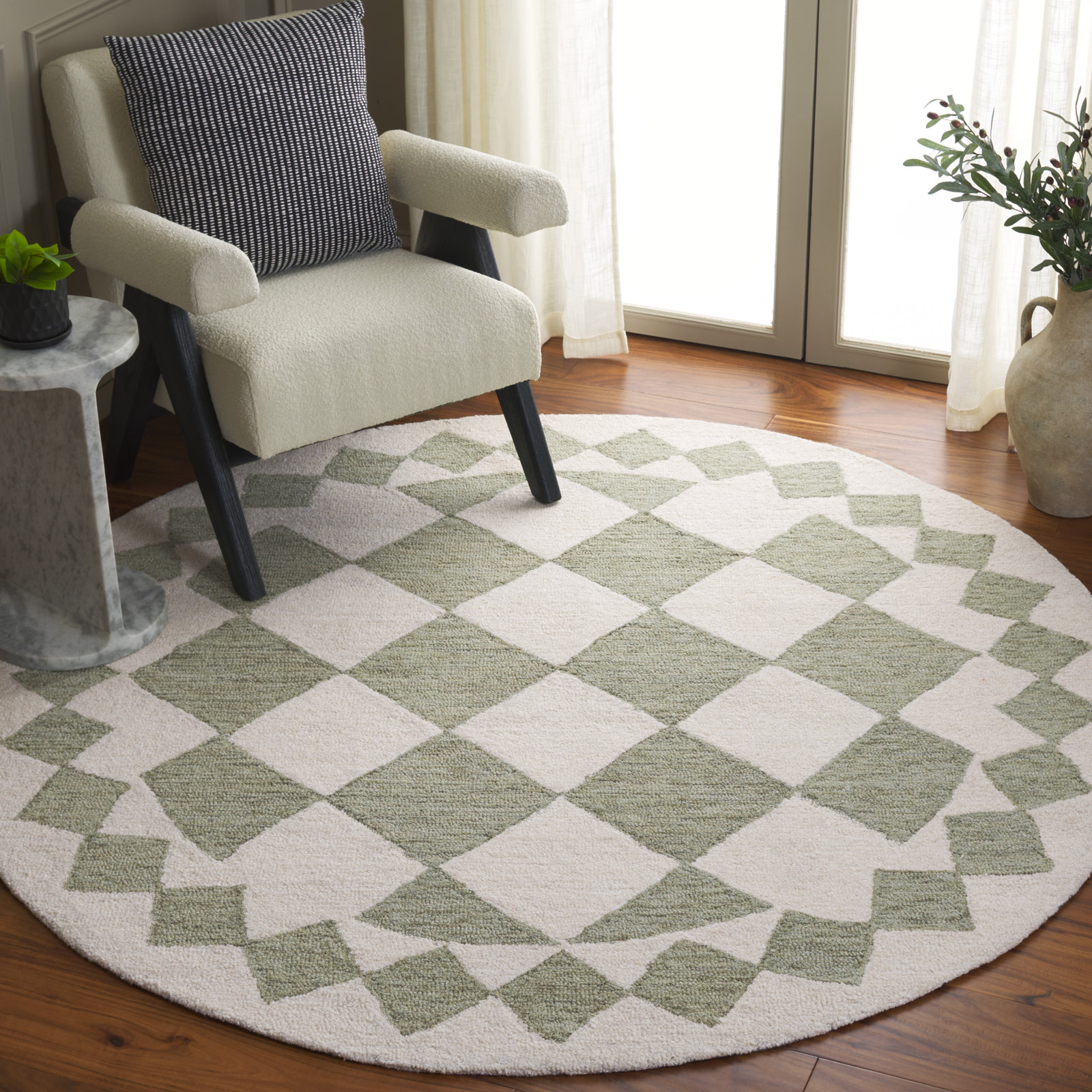Claude Hand-Woven Geometric Rug, Round 6'