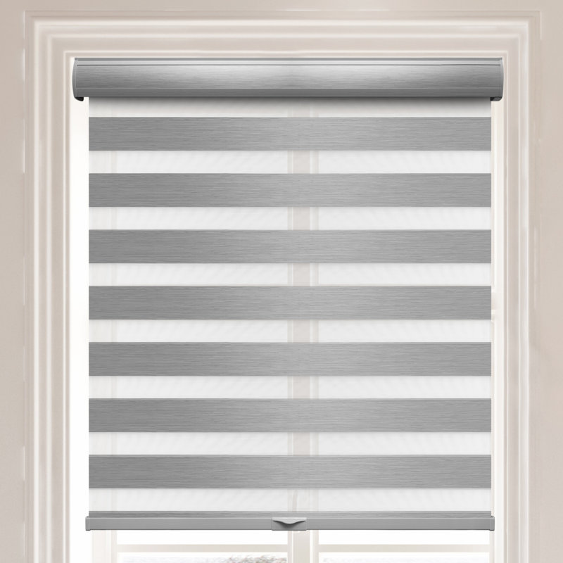 Cordless Blackout Zebra Blinds Grey, 31"W x 72"L