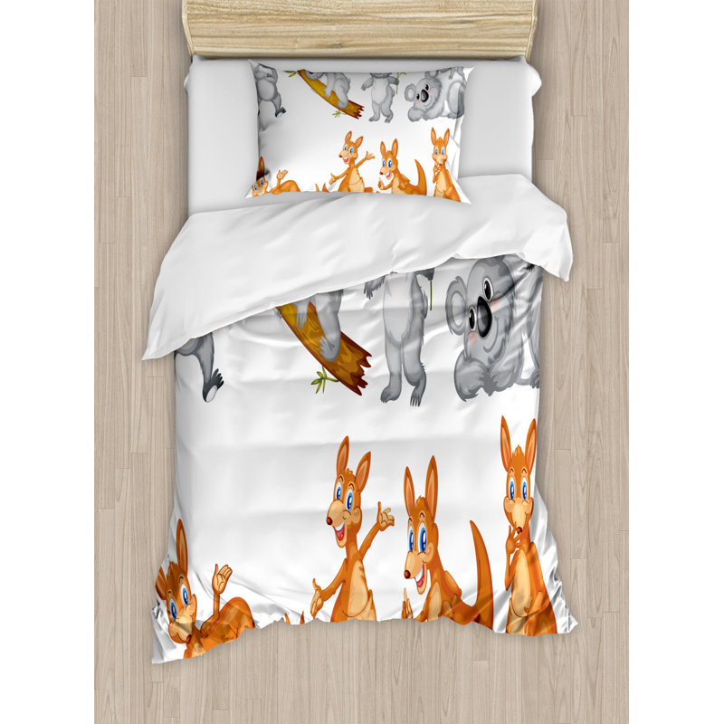 Ensemble de housse de couette tropical animaux, Housse de couette simple + 1 taie décorative