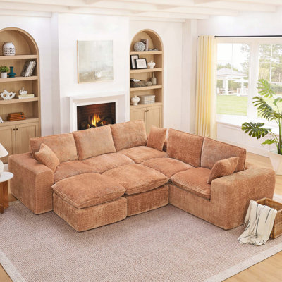 Canapé modulaire en L avec deux repose-pieds Modular Boucle