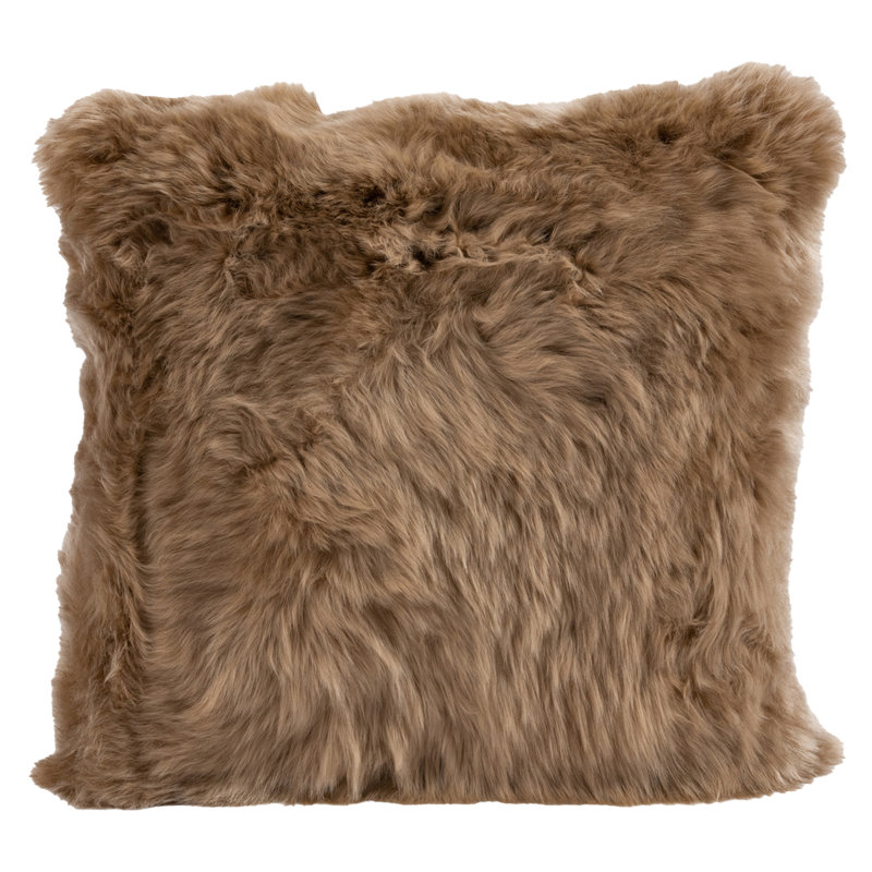Coussin décoratif en laine naturelle L 20 po Fibre par Auskin, H 20 po x l 20 po, Caramel écossais, Carré