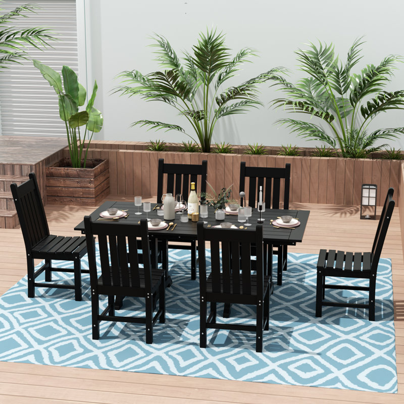Ensemble de salle à manger rectangulaire pour 6 personnes 71 po Laguna, Noir