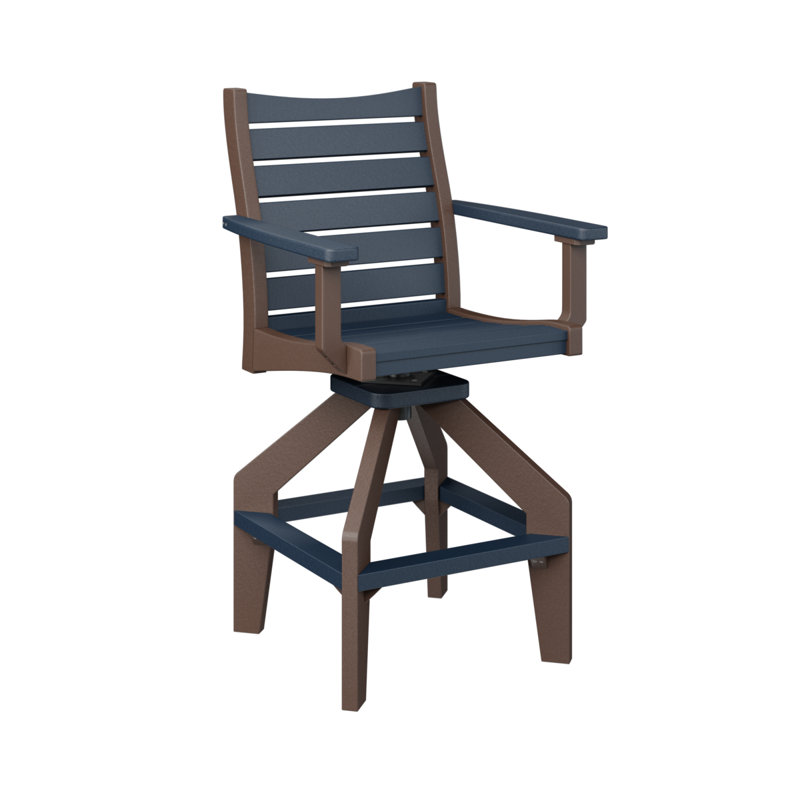 Bristol Outdoor Bar Stool, Chocolate Brown, Navy Blue