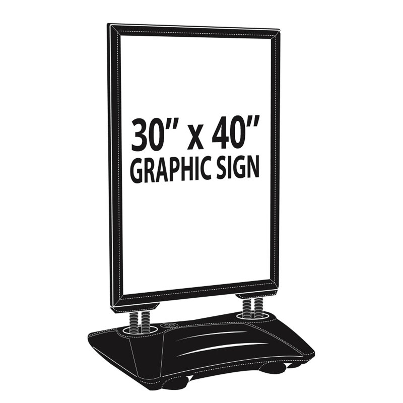 Grand cadre de trottoir en aluminium lesté intérieur / extérieur et porte-affiche trottoir l 30 po x H 40 po