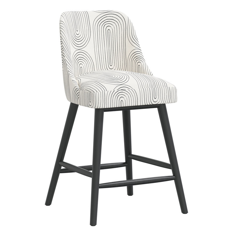 Tabouret de bar et de comptoir Gallie, Tabouret de comptoir (hauteur de siège de 27 po), Bois noir, Ardoise oblongue