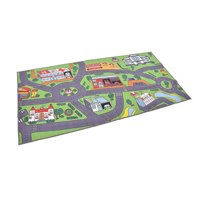 Stimpson Tufted Gray/Green/Red Area Rug