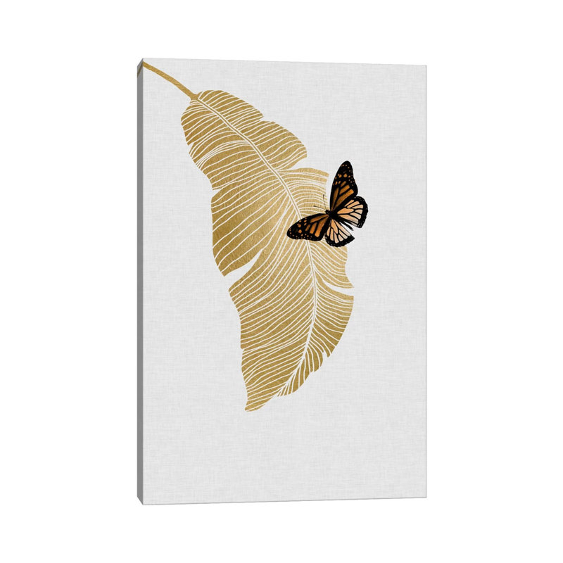 Butterfly & Palm by Orara Studio - Wrapped Canvas Painting, 20.32 cm H x 30.48 cm W