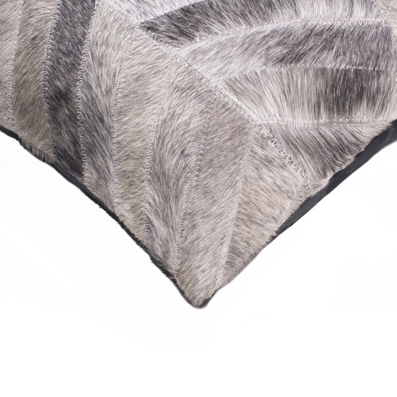 (Set of Two) Chevron Cowhide Throw Pillows, Gray