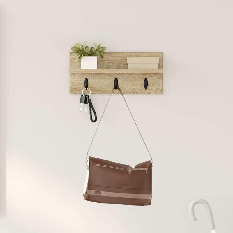 Wall-Mounted Coat Rack With Shelf 40 X 10.5 X 18 Cm, Sonoma Oak