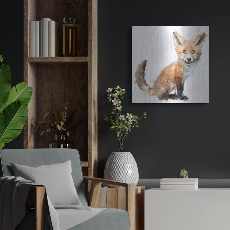 «Foxy Good» par Kim Curationa, art mural en métal, H 24 po x l 24 po