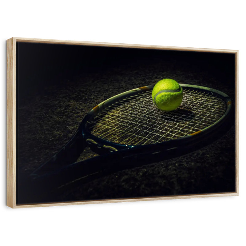 Tennis contemporain, 25 po x 17 po, Cadre flottant en bois naturel