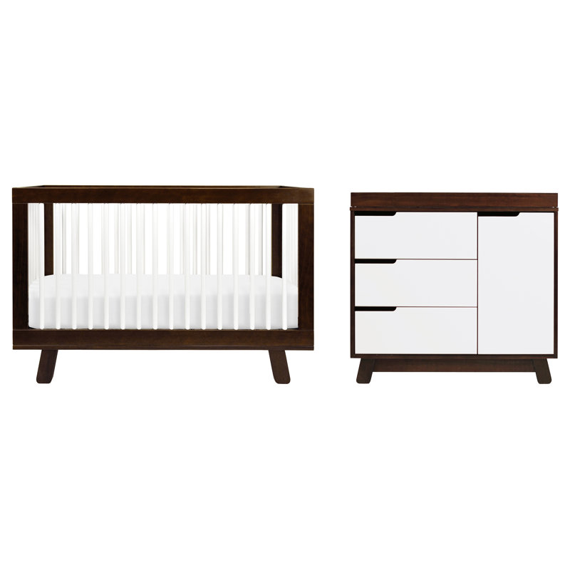 Hudson 3-in-1 Convertible Nursery Furniture Set, Espresso/White