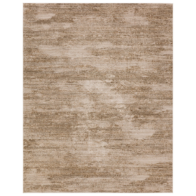 Tapis brun clair à motif abstrait Mollett, Rectangle 9 pi 6 po x 13 pi 6 po