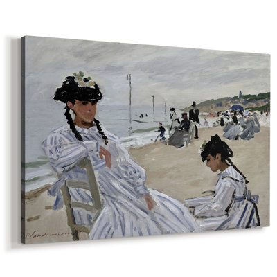 Sur la plage à Trouville-Claude Monet-Toile tendue avec châssis-1870