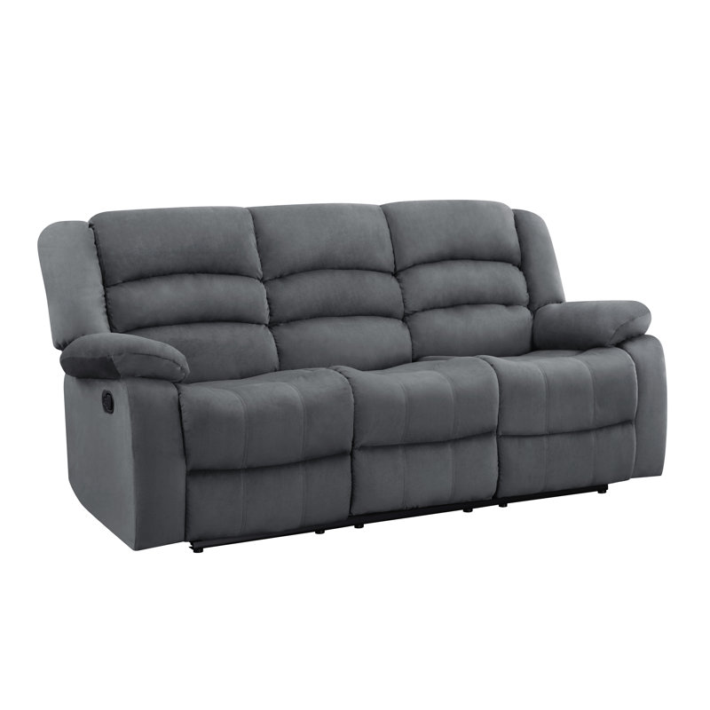 Tissu transitionnel en microfibre avec support lombaire - gris, structure en bois franc séché au four de l 30 po, fabrication à 8 ressorts à arc, base en acier inoxydable, rembourrage en mousse, enveloppé de fibre grise