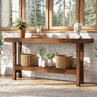 Console 63 po en bois massif pour entrée