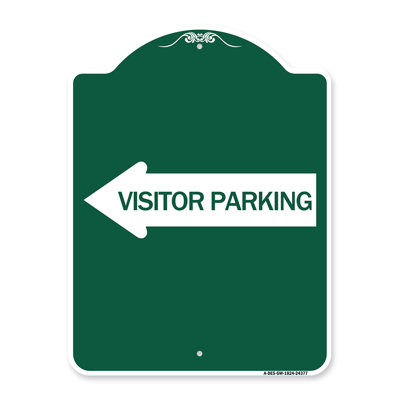 Enseigne Signmission Designer Series - Stationnement pour visiteurs (avec flèche gauche) | Enseigne architecturale en aluminium de gros calibre vert et blanc 18 po x 24 po | Protégez votre entreprise et votre commune | Fabriqué aux États-Unis